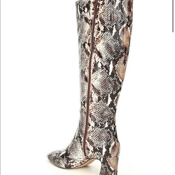 New Alex‎ Marie Leather Brown Snake Animal Print Zip Up Boots - Picture 2 of 7